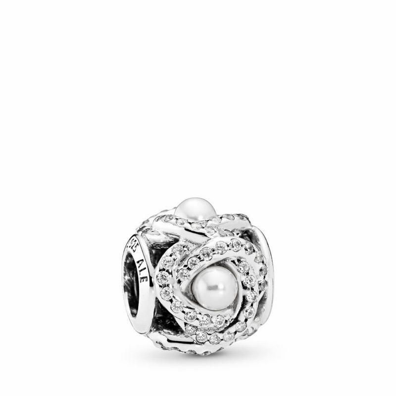 Pandora Luminous Love Knot Charm Ireland - Sterling Silver/White/Mixed Stones/Cubic Zirconia - 31946